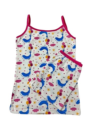 Kız çocuk pamuklu mavi balık desen atlet boxer takım - Görsel 3