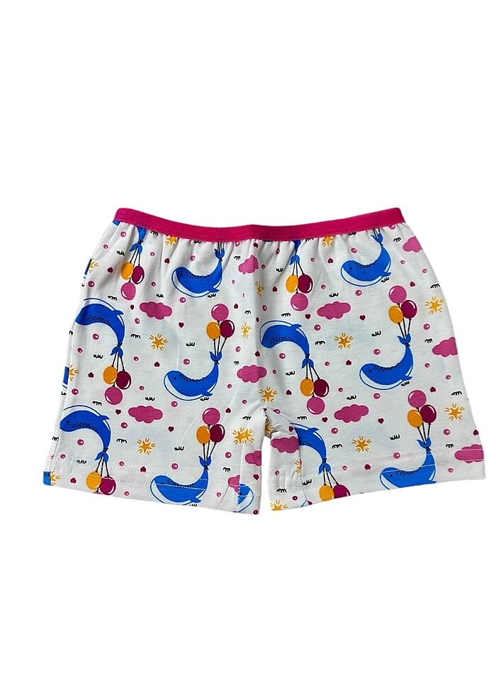 Kız çocuk pamuklu mavi balık desen atlet boxer takım - Görsel 4