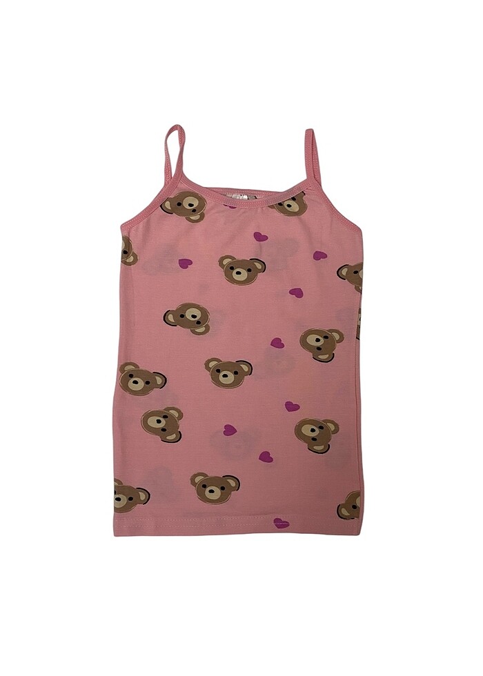 Kız çocuk pamuklu pembe ayicik desenli atlet boxer takım - Görsel 2