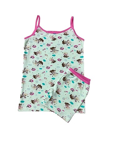 Kız çocuk pamuklu su yeşili at desen atlet boxer takım - Görsel 2