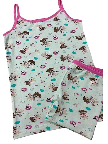 Kız çocuk pamuklu su yeşili at desen atlet boxer takım - Görsel 3