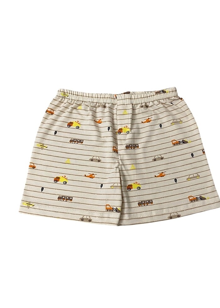 Erkek çocuk bej araba desen atlet boxer takım - Görsel 4