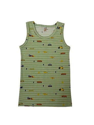 Erkek çocuk pamuklu yeşil araba desen atlet boxer takım - Görsel 2