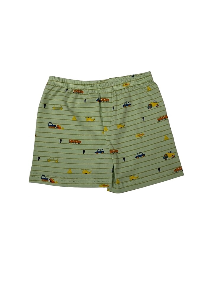 Erkek çocuk pamuklu yeşil araba desen atlet boxer takım - Görsel 3