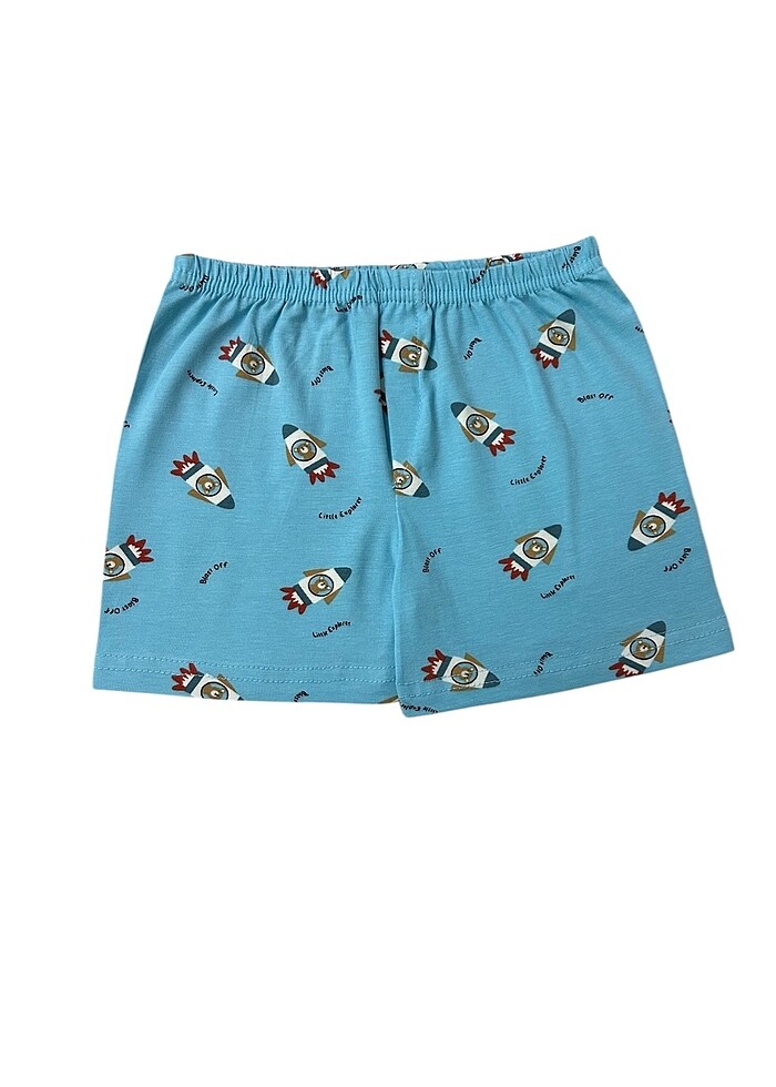 Erkek çocuk pamuklu mavi roket desen atlet boxer takım - Görsel 4