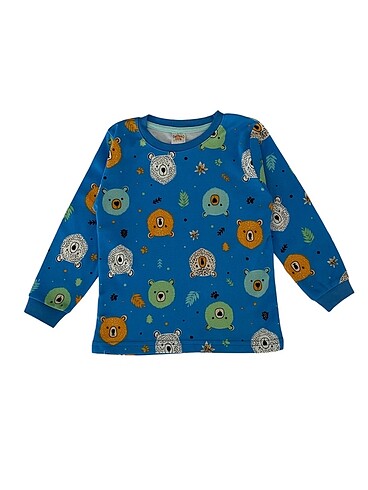 Erkek çocuk 0 pamuklu mavi pijama takımı - Görsel 2