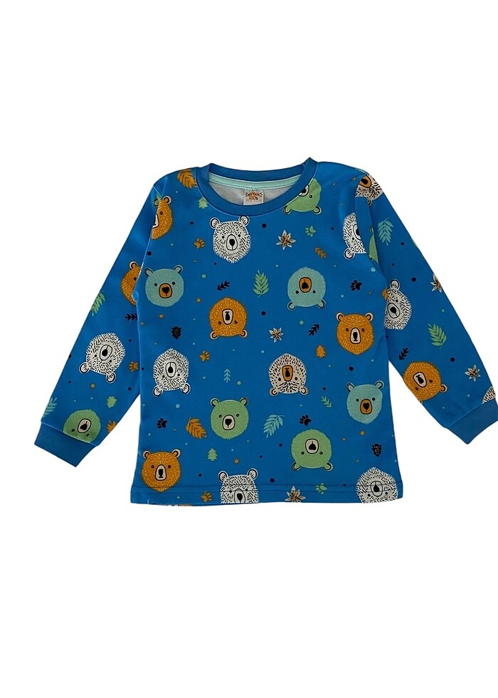 Erkek çocuk 0 pamuklu mavi pijama takımı - Görsel 2