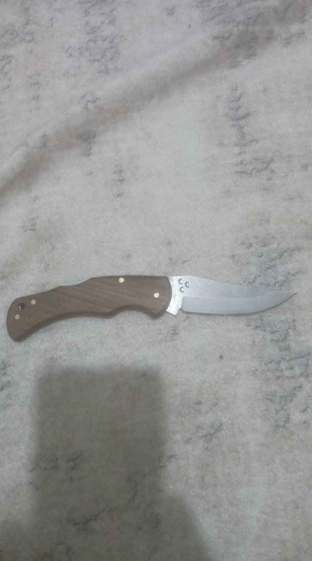 Bej ve Gri Katlanabilir Bıçak kurt desenli üç hilalli - Görsel 4