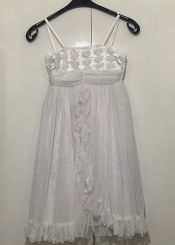 Beyaz Straplez Midi Mini Gelinlik