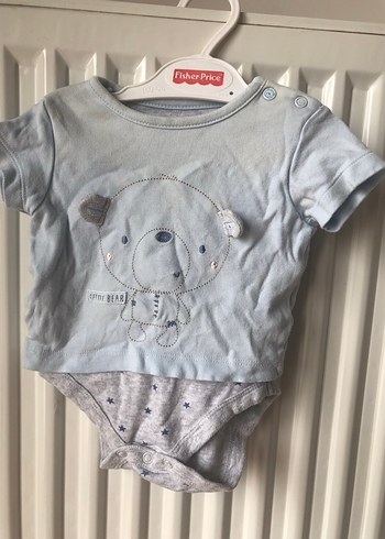 Mavi  erkek bebek 1-3 ay  Kısa Kollu Ayıcıklı zıbın - Görsel 3