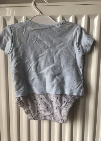 Mavi  erkek bebek 1-3 ay  Kısa Kollu Ayıcıklı zıbın - Görsel 4