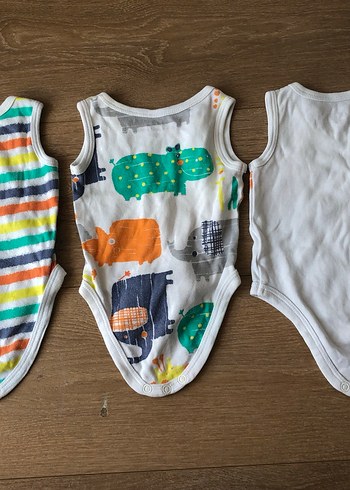 Renkli Desenli Çıtçıtlı 1-3 ay Bebek Erkek Body zıbın - Görsel 2