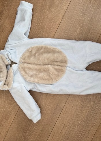 Bej Kürklü mavi Erkek Bebek Tulumu - Görsel 2