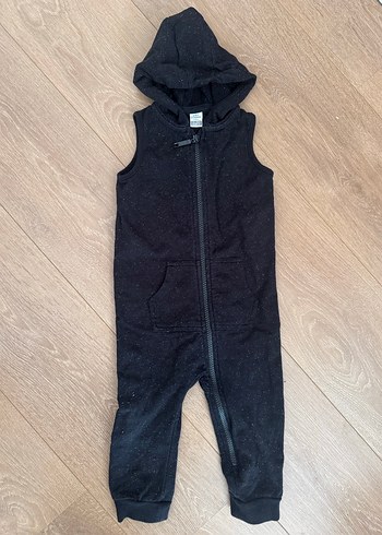 Siyah kırçıllı Kapüşonlu Bebek Tulum - Görsel 2