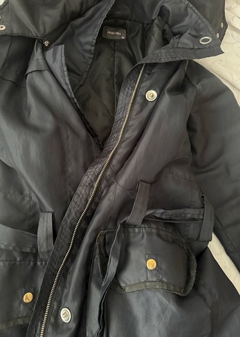 Kadın Siyah Midi Kemerli trenckot - Görsel 3