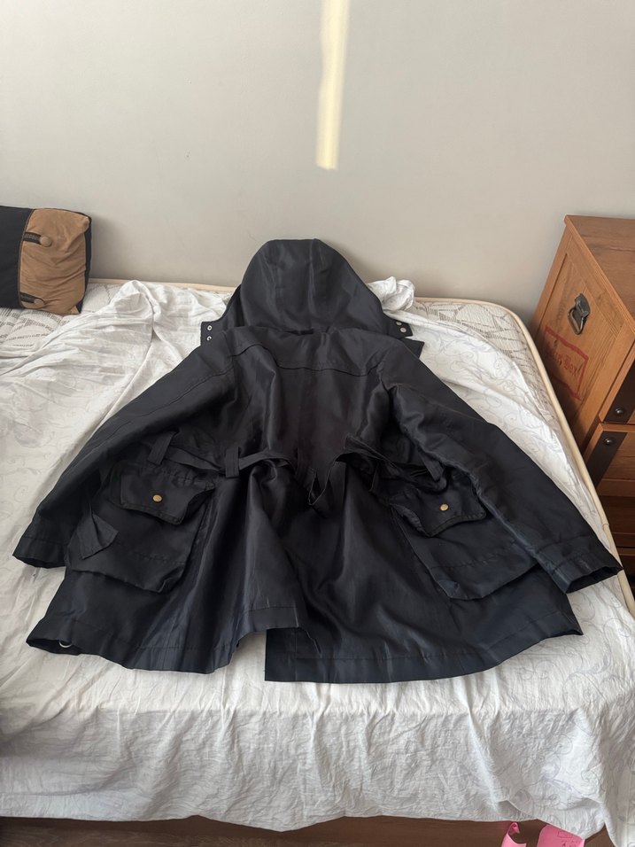 Kadın Siyah Midi Kemerli trenckot - Görsel 2