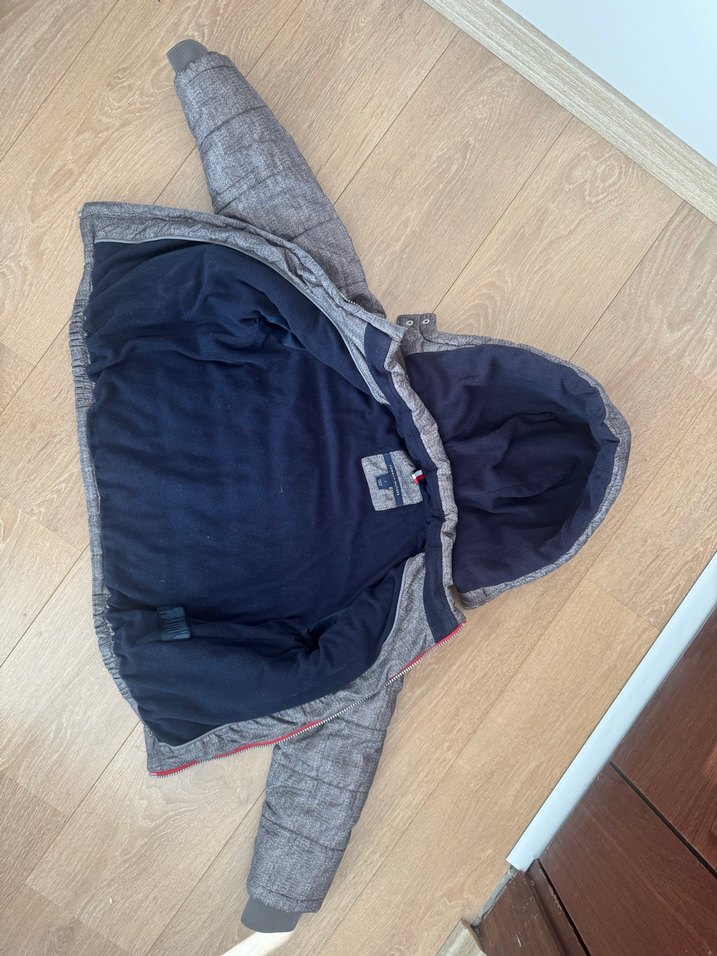 Tommy Hilfiger Erkek Çocuk Gri Fermuarlı Mont - Görsel 4