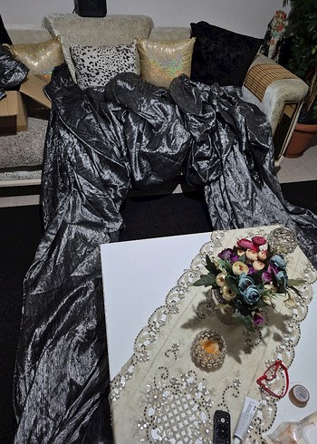 Gri Desenli Modern fon perde - Görsel 2