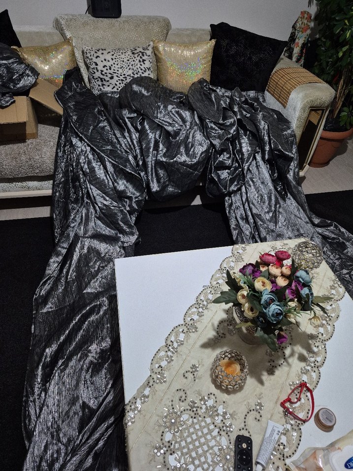 Gri Desenli Modern fon perde - Görsel 2