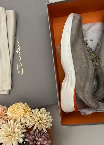 Santoni Gri Suet Sneaker