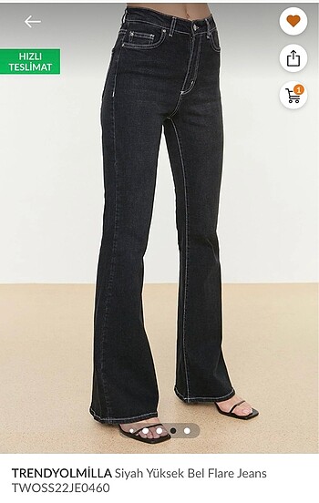s Beden siyah Renk Trendyolmilla siyah yüksek bel flare jeans