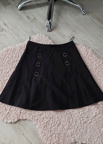 Mudo Düğmeli Siyah Midi Gotik Mini Etek