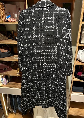 Düğmeli Siyah tüvit Kadın Uzun kaban - Görsel 4