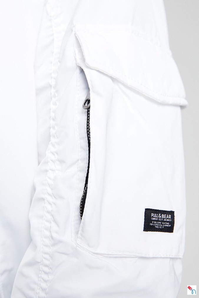 Pull and Bear etiketli Beyaz Fermuarlı ceket Unisex - Görsel 5