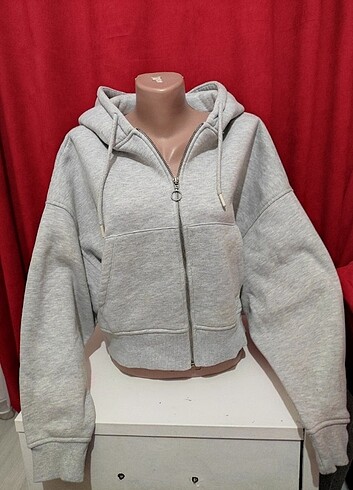 KAPŞONLU OVERSİZE FERMUARLI SWEATSHİRT 