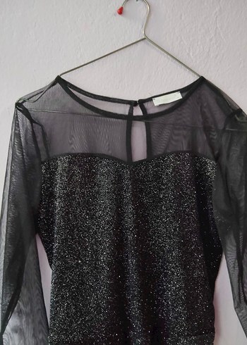 Uzun Kollu Siyah Simli Gotik bluz - Görsel 6