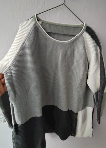 Gri Örgü Kadın Kazak, Rahat Kesim - Görsel 3