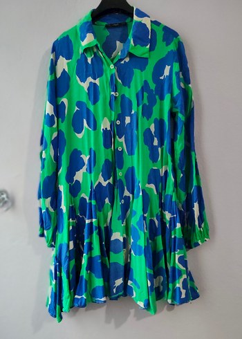 S beden renkli Pilili Uzun Kollu Kadın elbise - Görsel 2