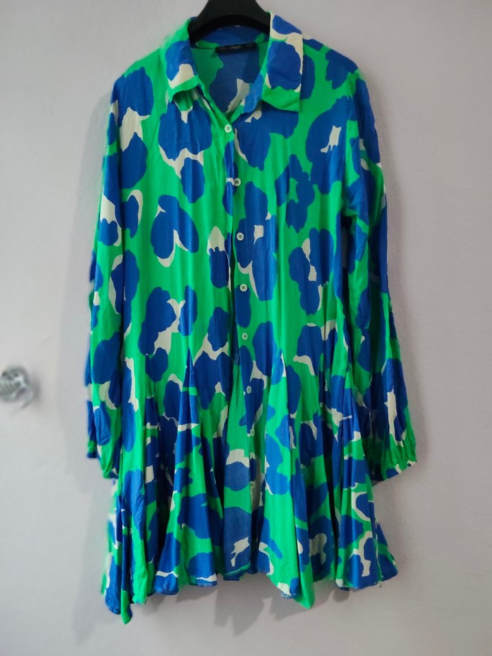 S beden renkli Pilili Uzun Kollu Kadın elbise - Görsel 2