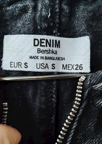 Bershka S beden kadın füme renk Uzun Denim Tulum - Görsel 3