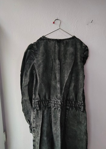 Bershka S beden kadın füme renk Uzun Denim Tulum - Görsel 7