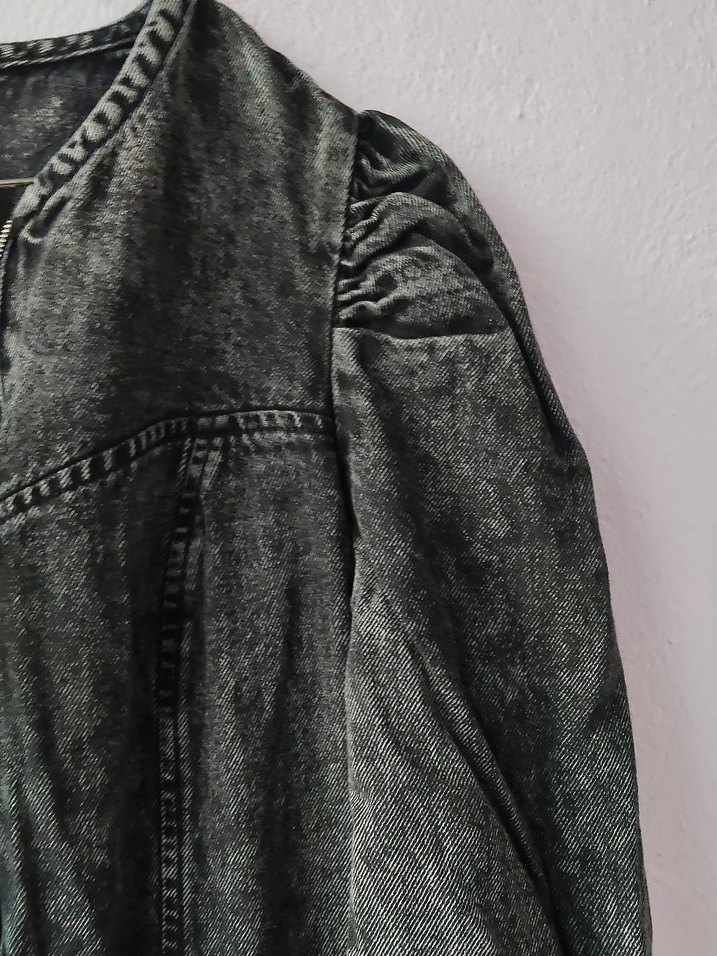 Bershka S beden kadın füme renk Uzun Denim Tulum - Görsel 4