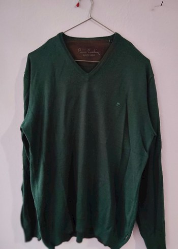 Pierre  Cardin L beden erkek Koyu Yeşil V Yaka Triko Kazak - Görsel 3