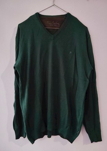 Pierre  Cardin L beden erkek Koyu Yeşil V Yaka Triko Kazak - Görsel 2