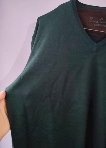 Pierre  Cardin L beden erkek Koyu Yeşil V Yaka Triko Kazak - Görsel 4