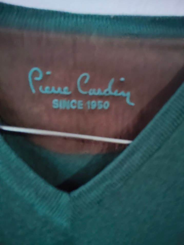 Pierre  Cardin L beden erkek Koyu Yeşil V Yaka Triko Kazak - Görsel 5