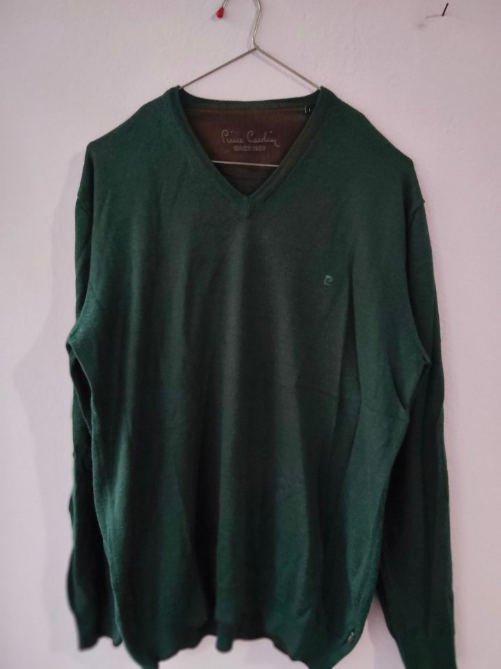 Pierre  Cardin L beden erkek Koyu Yeşil V Yaka Triko Kazak - Görsel 3