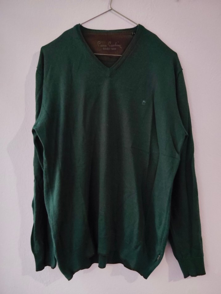 Pierre  Cardin L beden erkek Koyu Yeşil V Yaka Triko Kazak - Görsel 2