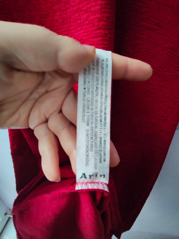 Kırmızı V Yaka Midi Triko Elbise - Görsel 5