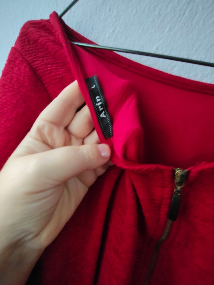 Kırmızı V Yaka Midi Triko Elbise - Görsel 4