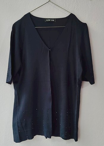 Lacivert V Yakalı triko Kadın yelek - Görsel 2