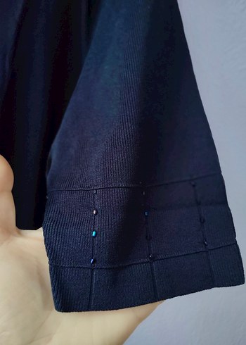 Lacivert V Yakalı triko Kadın yelek - Görsel 6