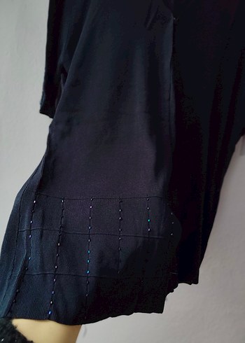 Lacivert V Yakalı triko Kadın yelek - Görsel 3