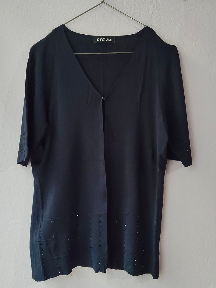 Lacivert V Yakalı triko Kadın yelek - Görsel 2