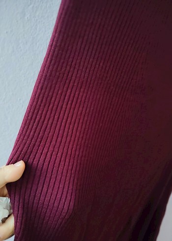 Koton S beden bordo Midi Drapeli Kadın Uzun triko etek - Görsel 4