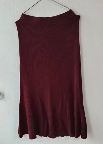 Koton S beden bordo Midi Drapeli Kadın Uzun triko etek - Görsel 2